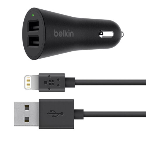 Belkin BOOST↑UP™ 2-Port Car Charger + USB-A to Lightning cable - F8J221bt04-BLK